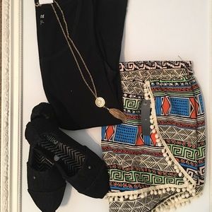 Printed PomPom Shorts