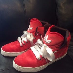 Adidas High Top Sneakers Size 7.5 Red