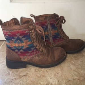 Brown combat boots