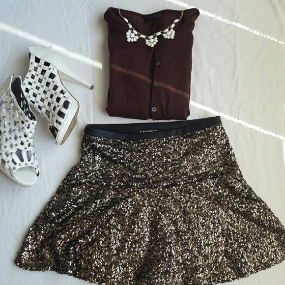 NWOT Express Sequin Skater Skirt