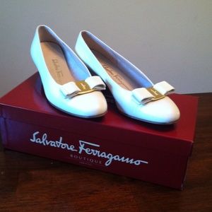 Salvatore Ferragamo Off White Pumps. Price Reduced