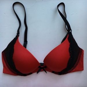 Victoria's Secret Red & Black Push Up Bra