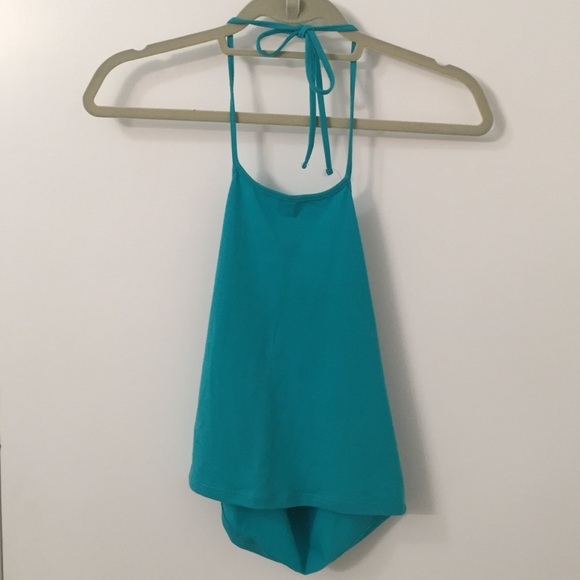Forever21 Teal High-Neck Crop Top