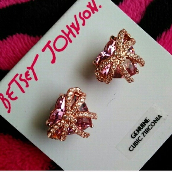 Betsey Johnson Heart & Bow Earrings