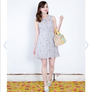 Modcloth Grey dress with red lighthouses