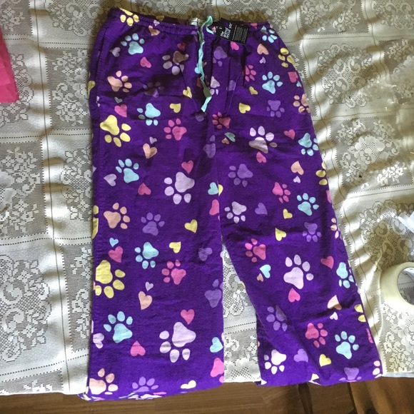 Purple paw & heart print pj pant