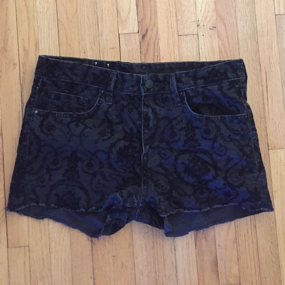 Black velvet jean shorts