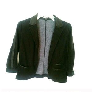 Leather trim blazer