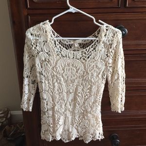 Cream lace boutique shirt