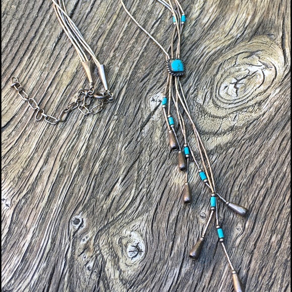 Mid Century Sterling Silver 925 Turquoise Neckace