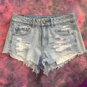 High Waist Distressed AE Denim Shorts