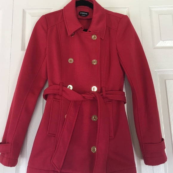 Bebe Ladies Red Lightweight Trench Coat- Size S