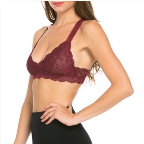 Burgundy lace racerback bralette - Picture 2 of 3