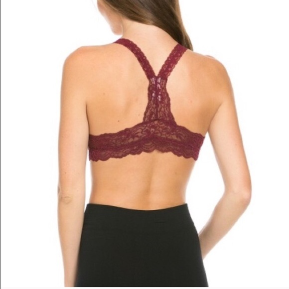 Burgundy lace racerback bralette - Picture 3 of 3