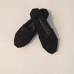 Black Lace Slip-On Shoes