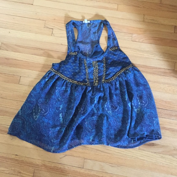 Studded baby-doll Paisley patterned top