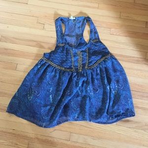 Studded baby-doll Paisley patterned top