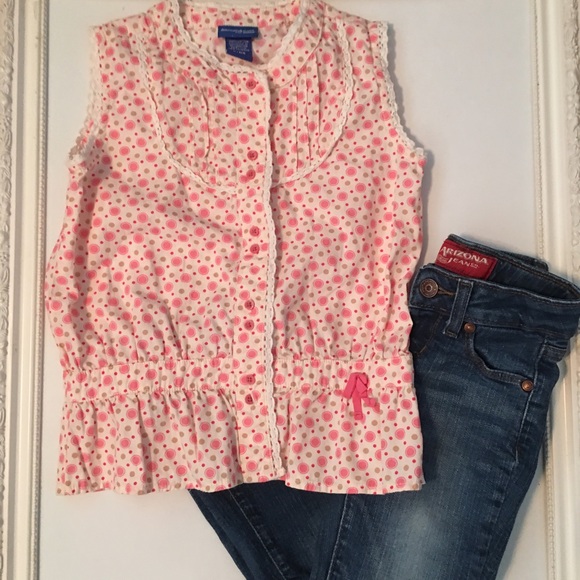 Girls Button Down Sleeveless Shirt