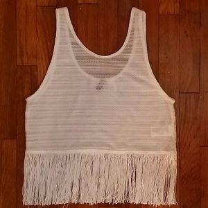 Never Worn Fringed White Crop Top