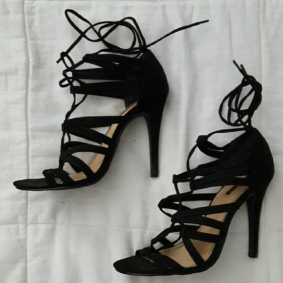 Forever 21 Shoes - Forever 21 Black Tie Up Heels