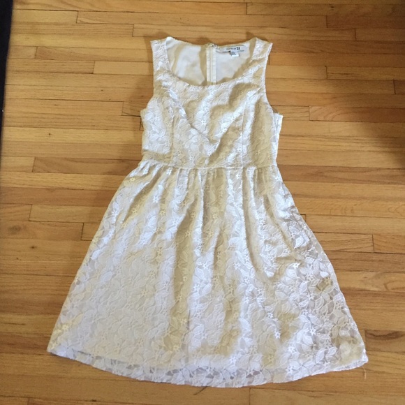 Cream, lace, a-line dress from forever 21