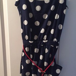 Navy polka dot romper
