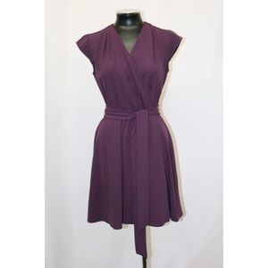 Maison Jules Dress Belted Wrap Plum