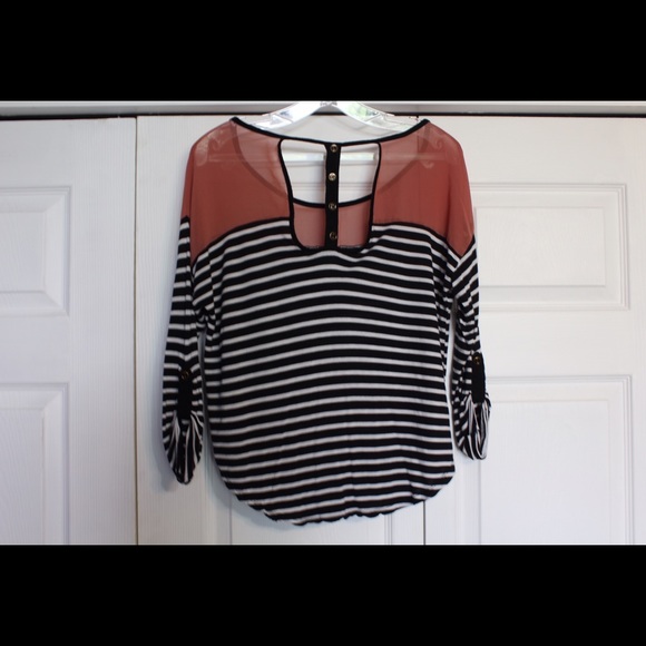 Blouse with illusion neckline