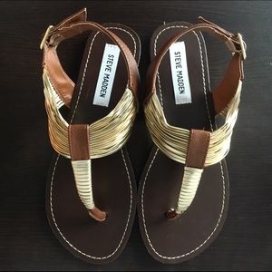 Steve Madden Brown & Gold Sandals