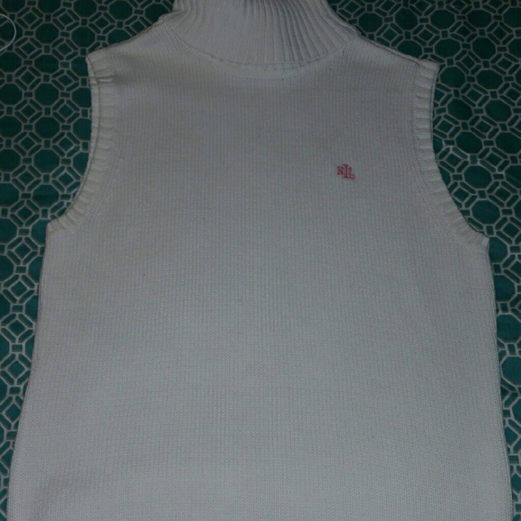 White Ralph Lauren sleeveless turtle neck sweater