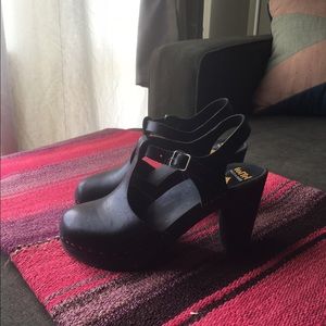 Swedish Hasbeens T-Strap sky high heels