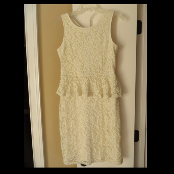 Cato size 8 cream lace detail peplum dress