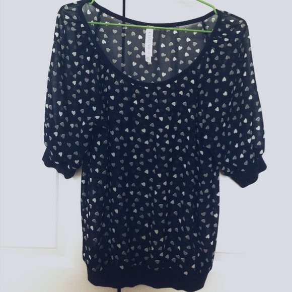 Hearts Blouse; Navy
