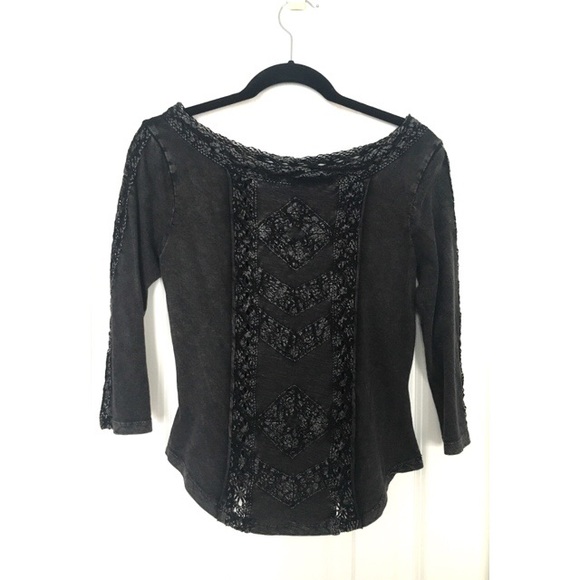 Free People Black Laced Top - Picture 1 of 2