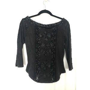 Free People Black Laced Top