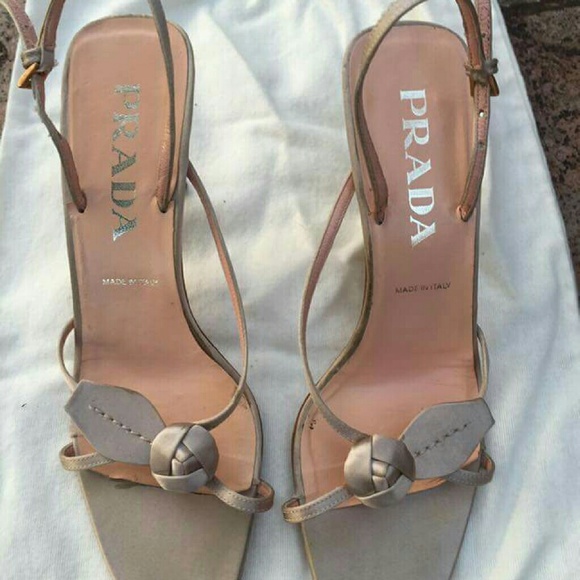 Prada Cream Satin Sandals