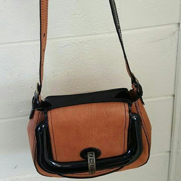 (SOLD) Authentic fendi black and camel vintage bag