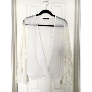 Honey Punch Sheer White Top