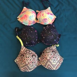 3 PINK push up bras