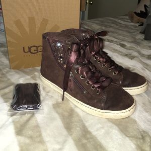 Brown ugg sneakers with Swarovski crystals