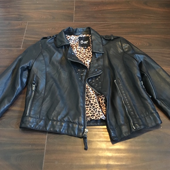 Black leather studded jacket