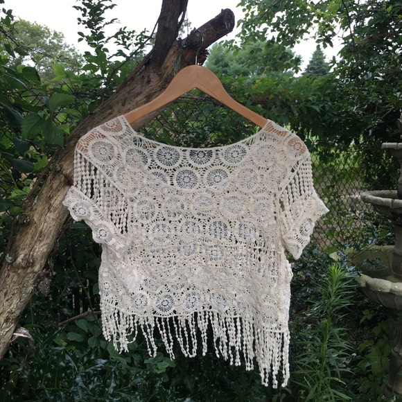 Boho Crochet Lace Crop Top - Picture 3 of 4