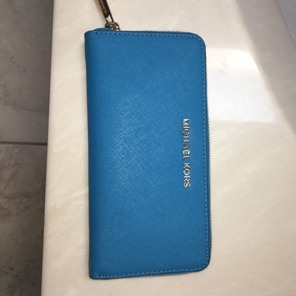 Michael Kors zip around wallet in slate blue