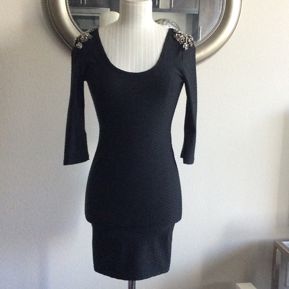 ‼️SOLD‼️Skin tight LBD w/ embellished shoulders