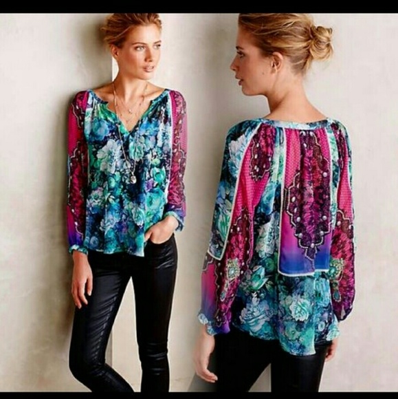 Anthropologie Tops - Anthro Femina Peasant blouse by KAS New York