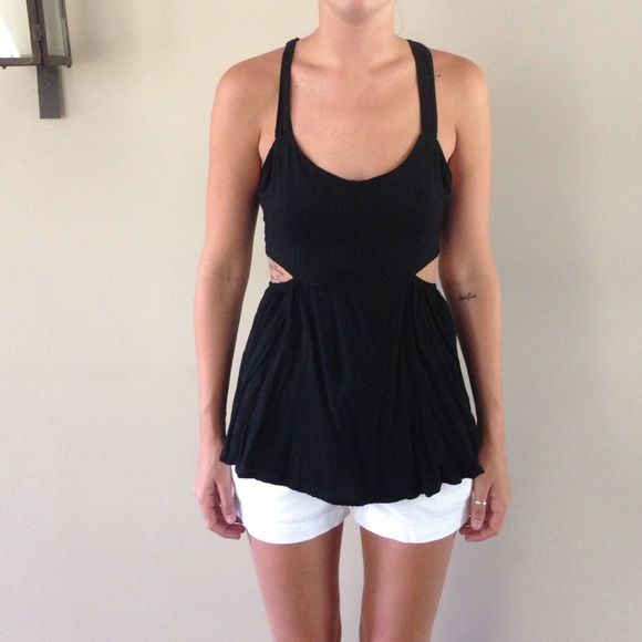 Sexy black tank with cut outs.
