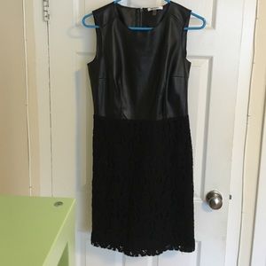 Sexy dress w leather top/ black lace bottom