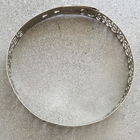 new | Floral Cutout Silver Full Metal Plate Belt S - Picture 4 of 4