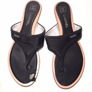 Chanel Satin Thong Sandals