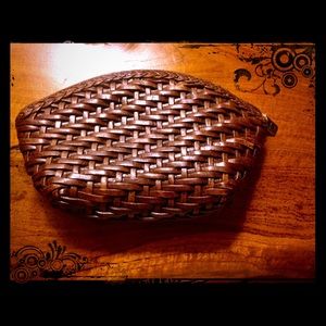 Real leather basket weave clutch